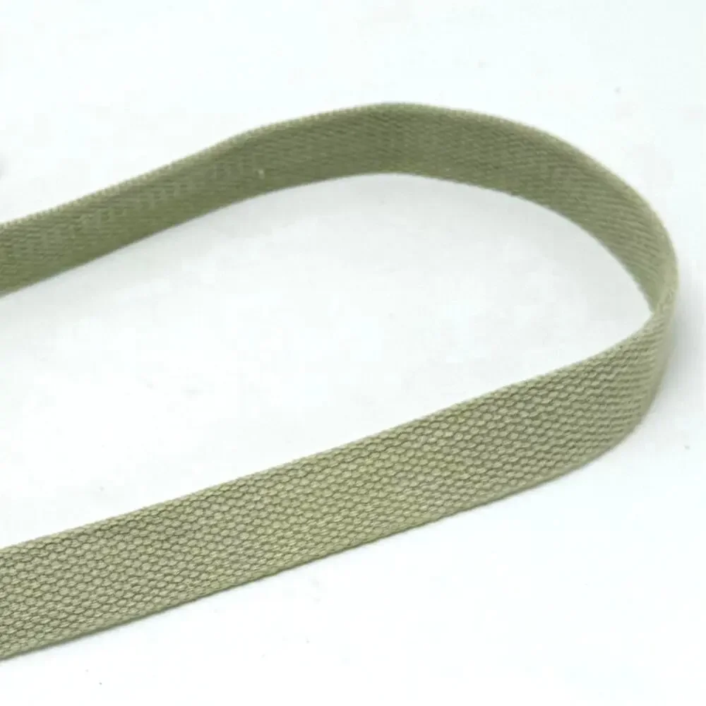 Vintage 1990s Patagonia Belt M 24-29 Pale Green Cotton Web Leather Tabs D Ring